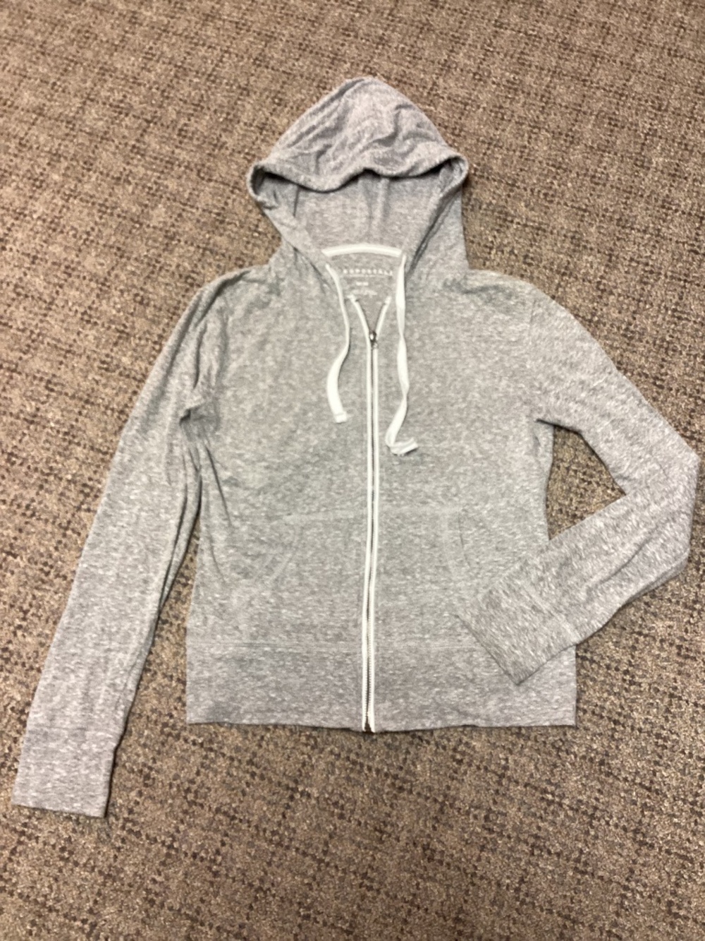 Aeropostale Light Heather Gray Zip-Up Hoodie Size Medium